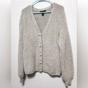 Forever 21 Gray Cardigan with Relaxed Fit and Long Sleeves